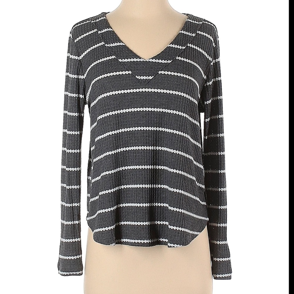Gray and White Waffle Knit Sweater
